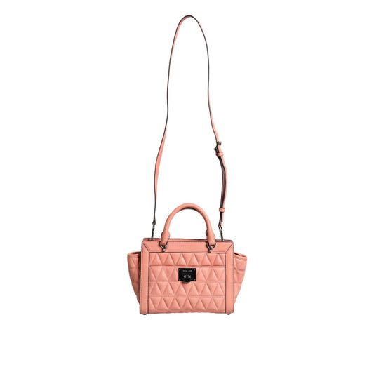 Michael Kors Peach Quilted Leather Logo Crossbody VIVIANNE Messenger Bag MK5006