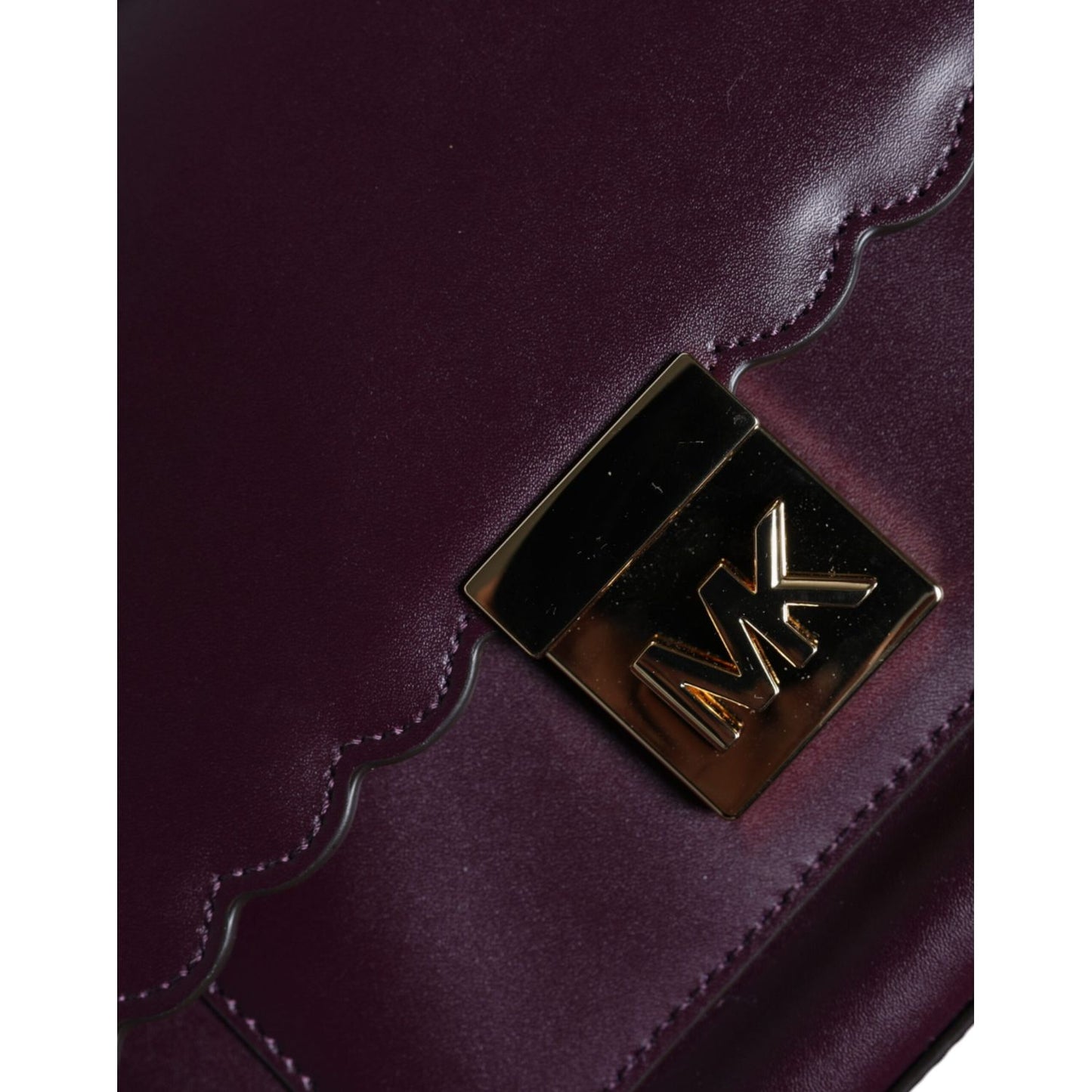 Michael Kors Purple Leather Logo Plaque Crossbody MINDY Satchel Bag