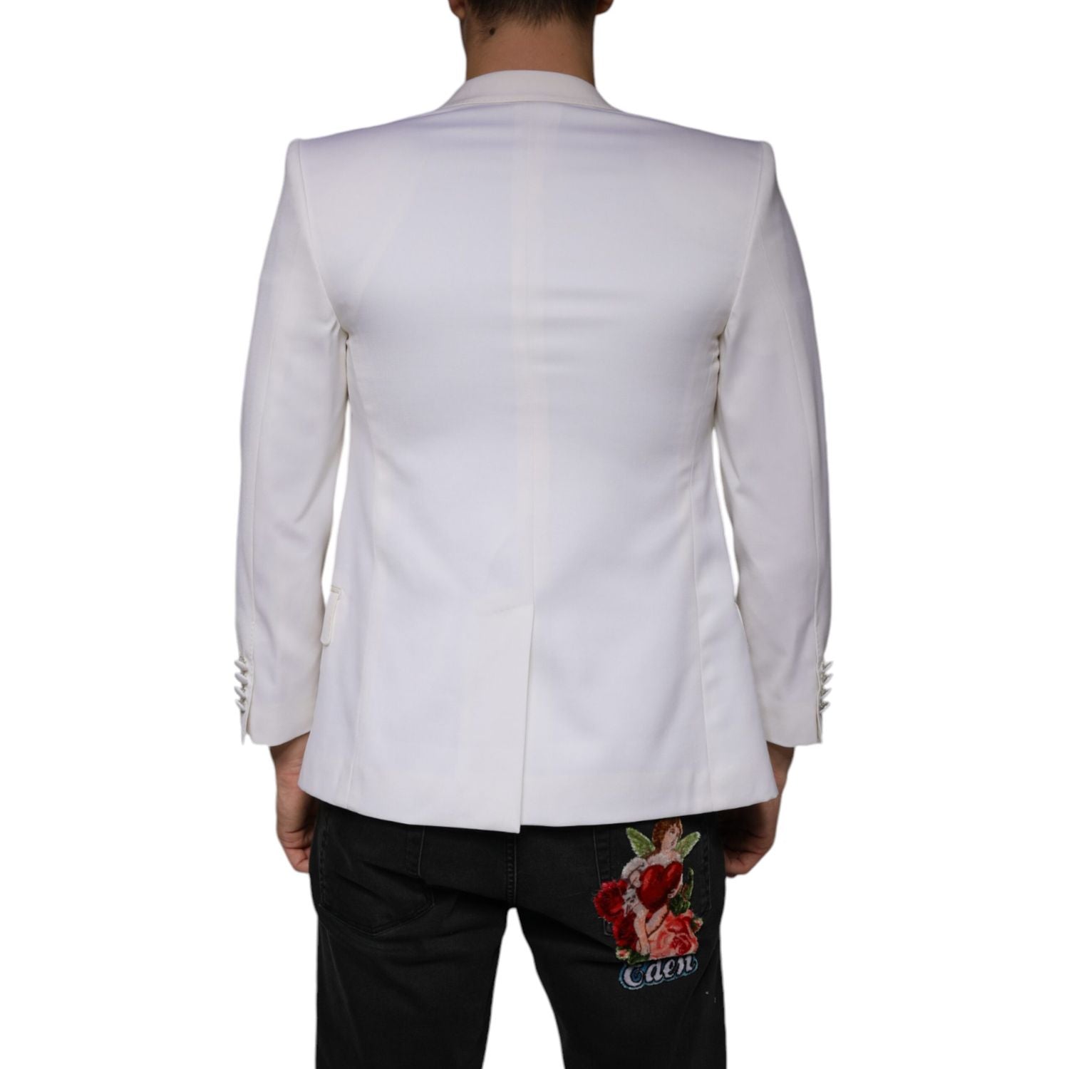 Dolce & Gabbana Off White Wool Single Breasted Dress Blazer