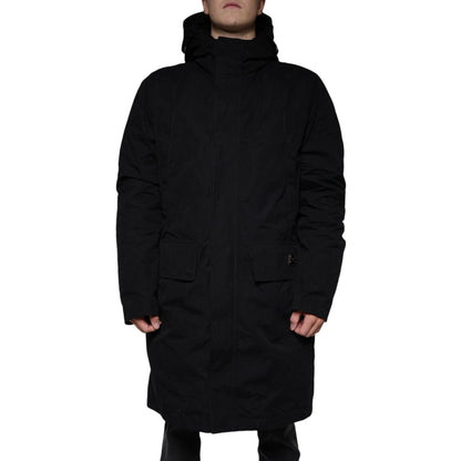 Dolce & Gabbana Black Hooded Parka Cotton Trench Coat Jacket