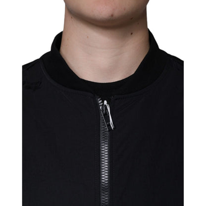 MSGM Black Cotton Full Zip Bomber Long Sleeves Jacket