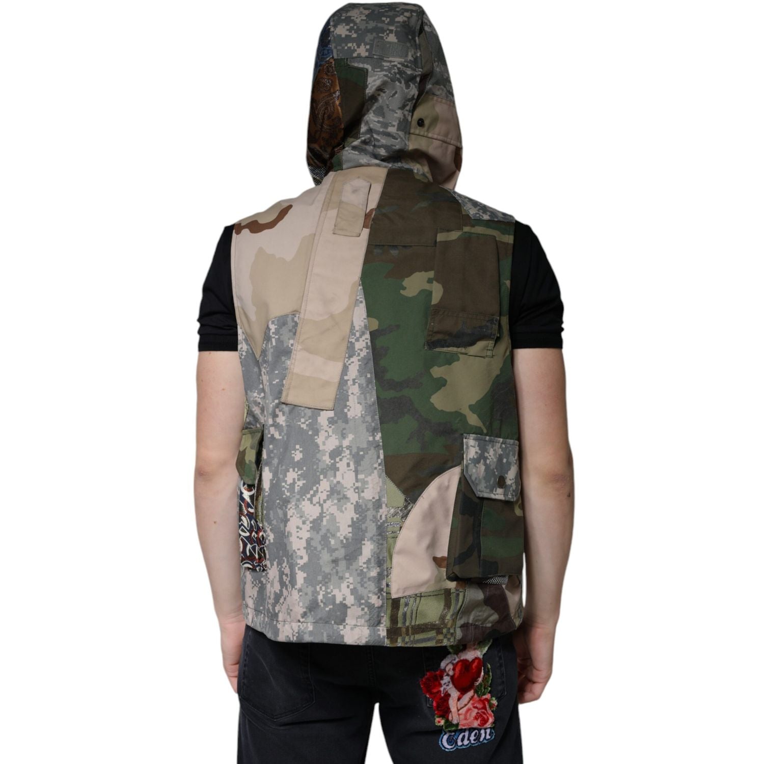 Dolce & Gabbana Multicolor Patchwork Hooded Vest Jacket