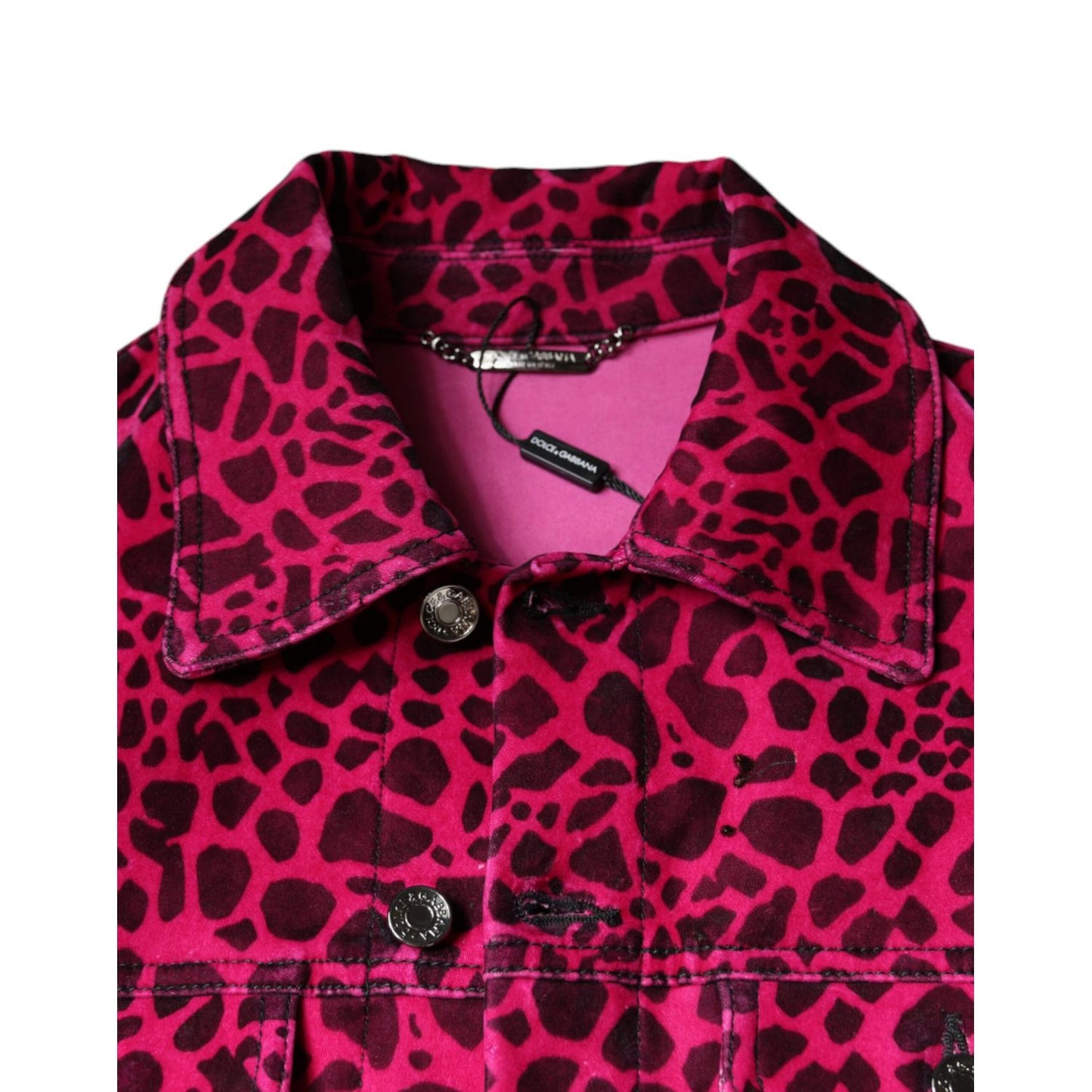 Dolce & Gabbana Fuchsia Leopard Button Down Collared Jacket Dolce & Gabbana