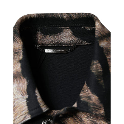 Dolce & Gabbana Brown Tiger Button Down Collared Jacket