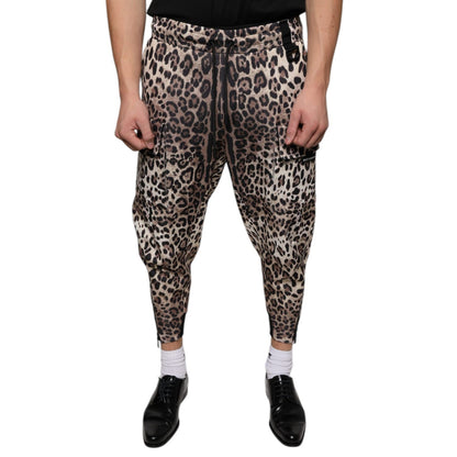 Dolce & Gabbana Brown Leopard Polyester Jogger Pants Dolce & Gabbana