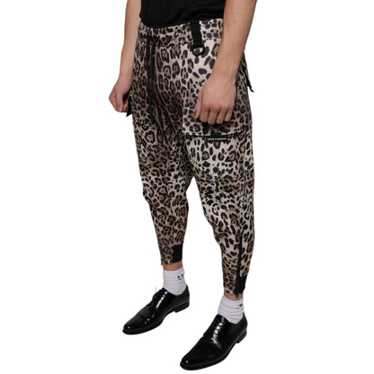 Dolce & Gabbana Brown Leopard Polyester Jogger Pants Dolce & Gabbana
