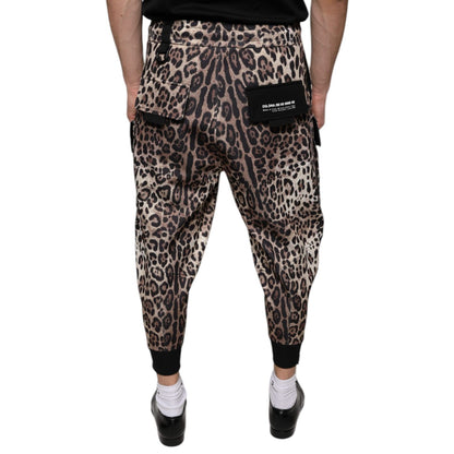 Dolce & Gabbana Brown Leopard Polyester Jogger Pants Dolce & Gabbana