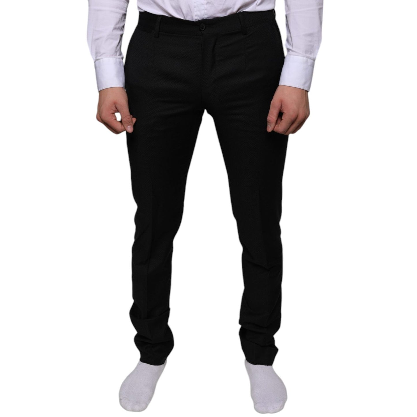 Dolce & Gabbana Black Wool Skinny Dress Formal Pants Dolce & Gabbana