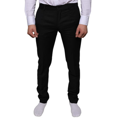 Dolce & Gabbana Black Wool Skinny Dress Formal Pants Dolce & Gabbana
