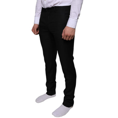 Dolce & Gabbana Black Wool Skinny Dress Formal Pants Dolce & Gabbana