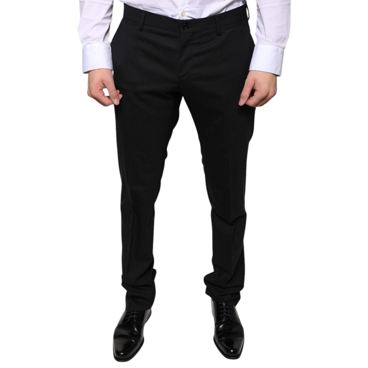 Dolce & Gabbana Black Wool Skinny Dress Formal Pants Dolce & Gabbana
