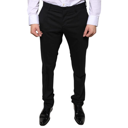 Dolce & Gabbana Black Wool Skinny Dress Formal Pants Dolce & Gabbana