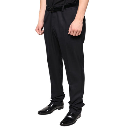 Dolce & Gabbana Black Wool Skinny Dress Formal Pants Dolce & Gabbana
