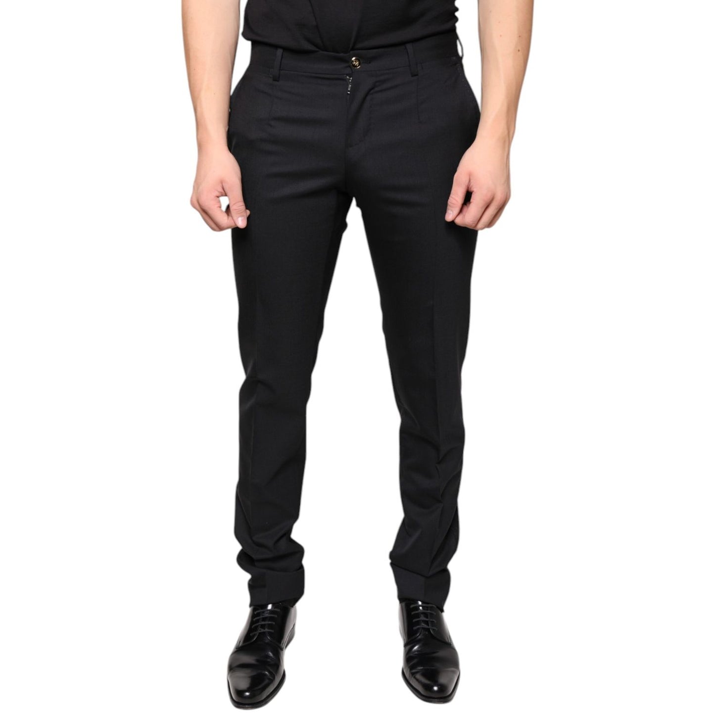 Dolce & Gabbana Black Wool Skinny Men Dress Pants Dolce & Gabbana