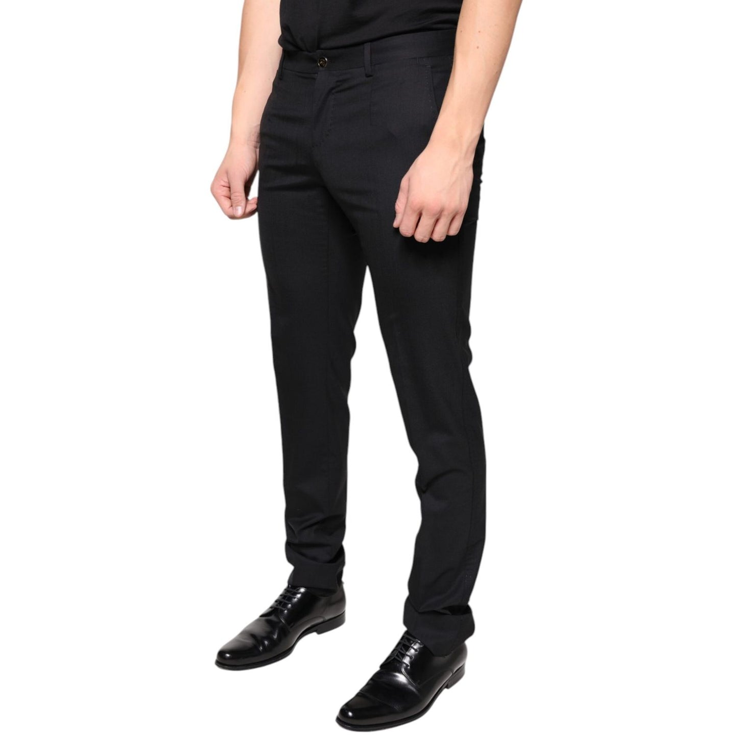 Dolce & Gabbana Black Wool Skinny Men Dress Pants Dolce & Gabbana