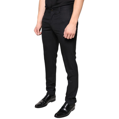 Dolce & Gabbana Black Wool Skinny Men Dress Pants Dolce & Gabbana