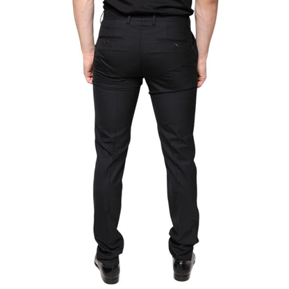 Dolce & Gabbana Black Wool Skinny Men Dress Pants Dolce & Gabbana