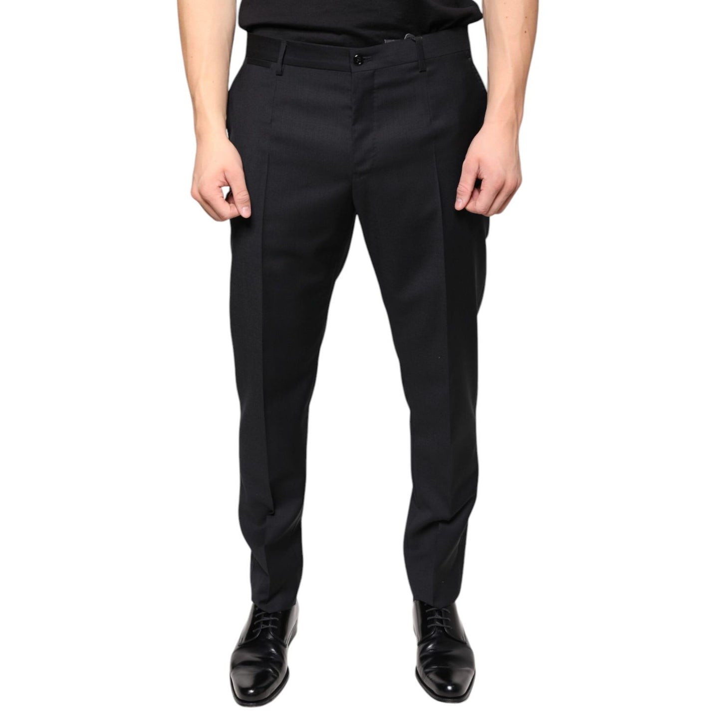 Dolce & Gabbana Black Wool Skinny Men Dress Pants Dolce & Gabbana