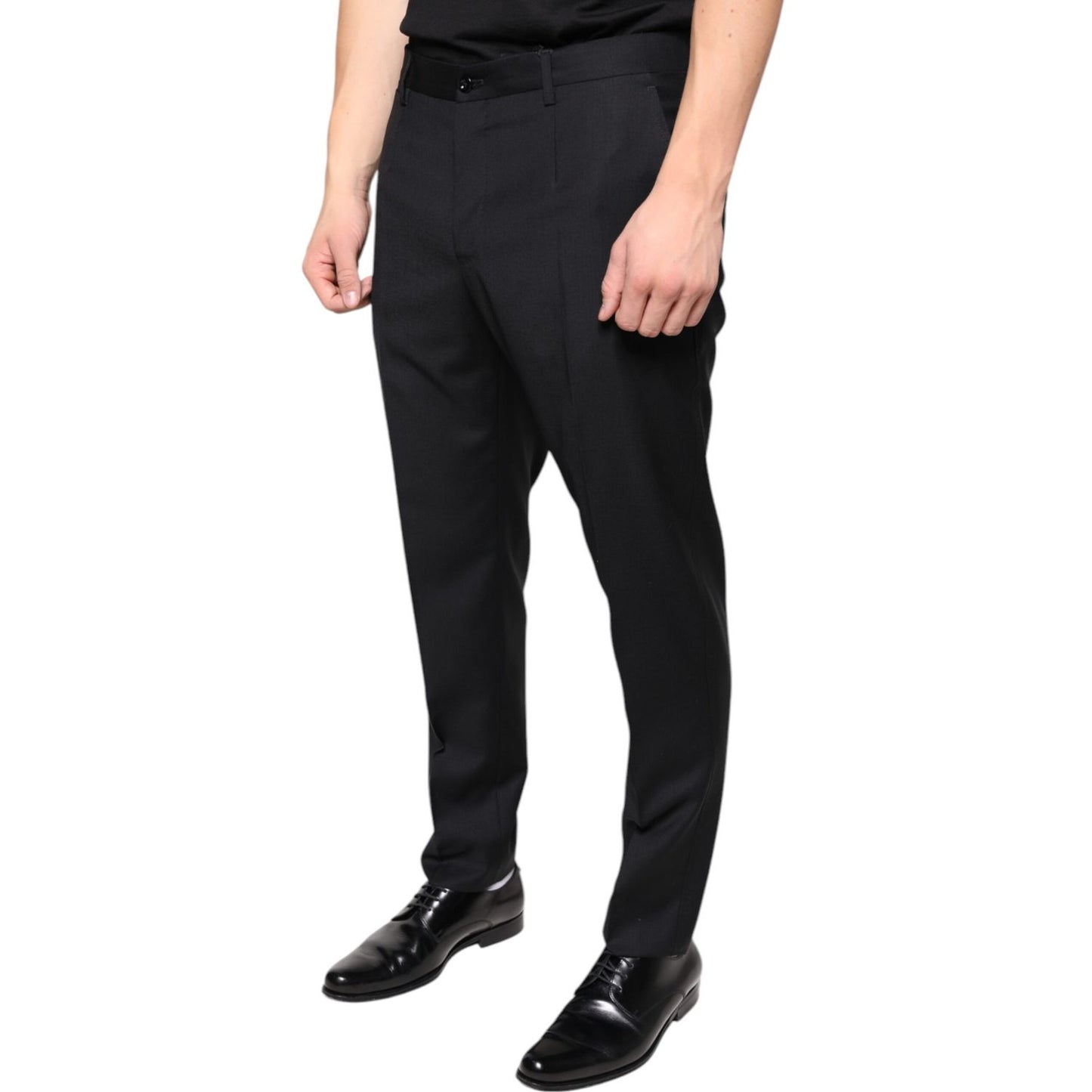 Dolce & Gabbana Black Wool Skinny Men Dress Pants Dolce & Gabbana