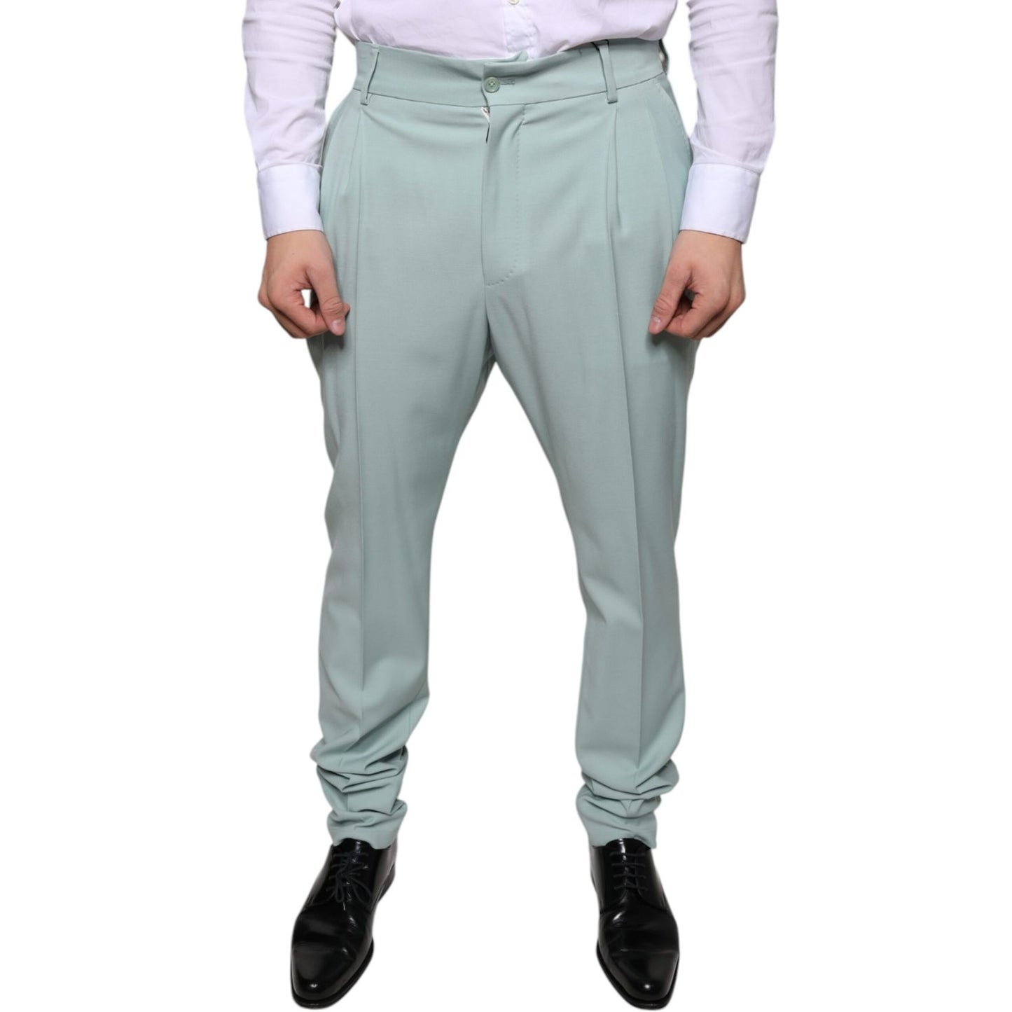 Dolce & Gabbana Mint Green Cotton Dress Pants Dolce & Gabbana