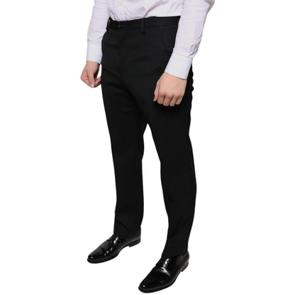 Dolce & Gabbana Black Wool Skinny Men Dress Pants Dolce & Gabbana