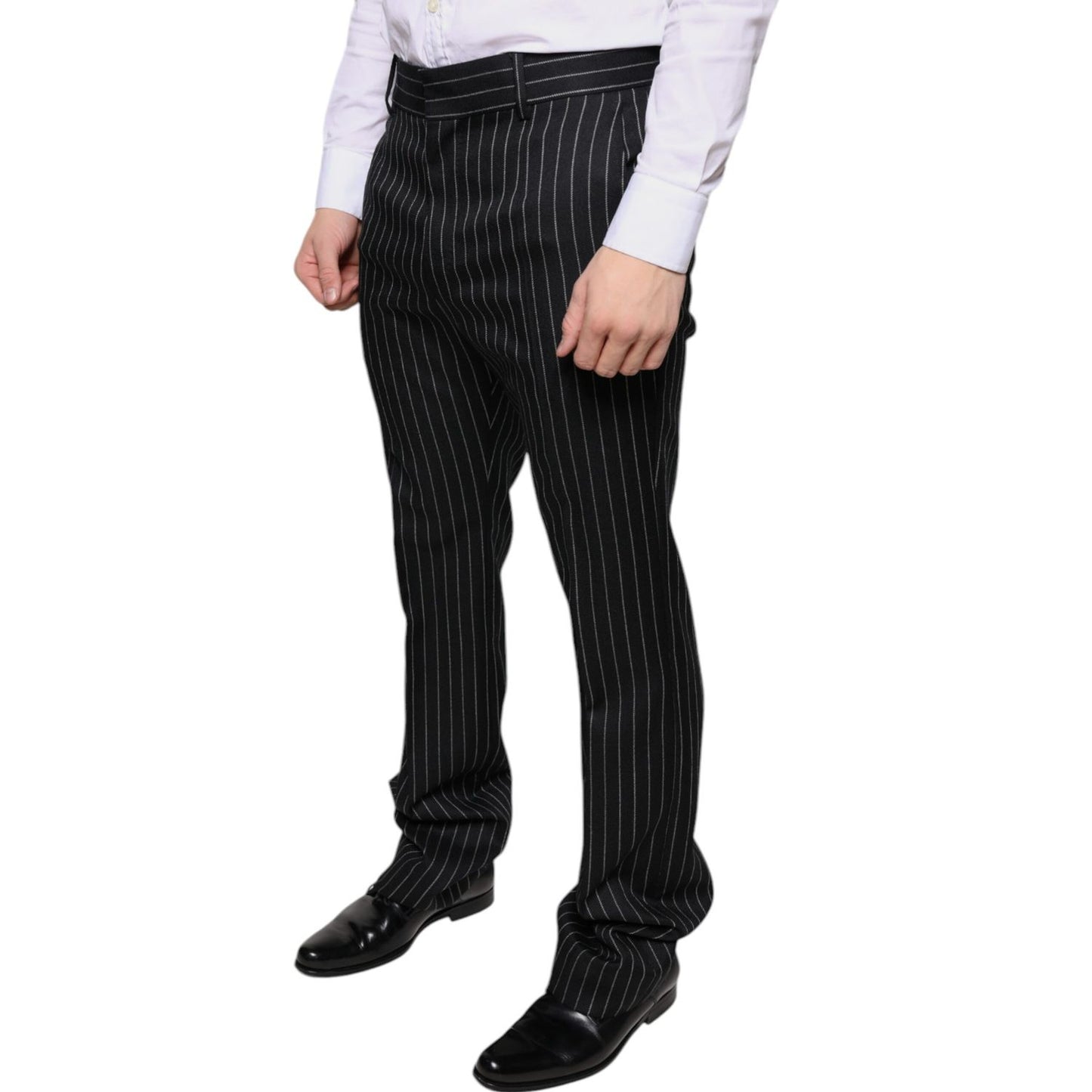Dolce & Gabbana Black Stripes Skinny Men Dress Pants Dolce & Gabbana
