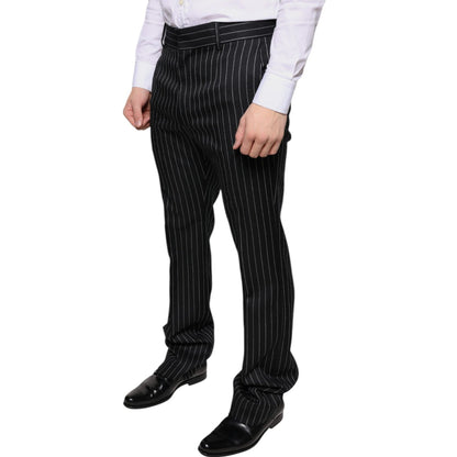 Dolce & Gabbana Black Stripes Skinny Men Dress Pants Dolce & Gabbana