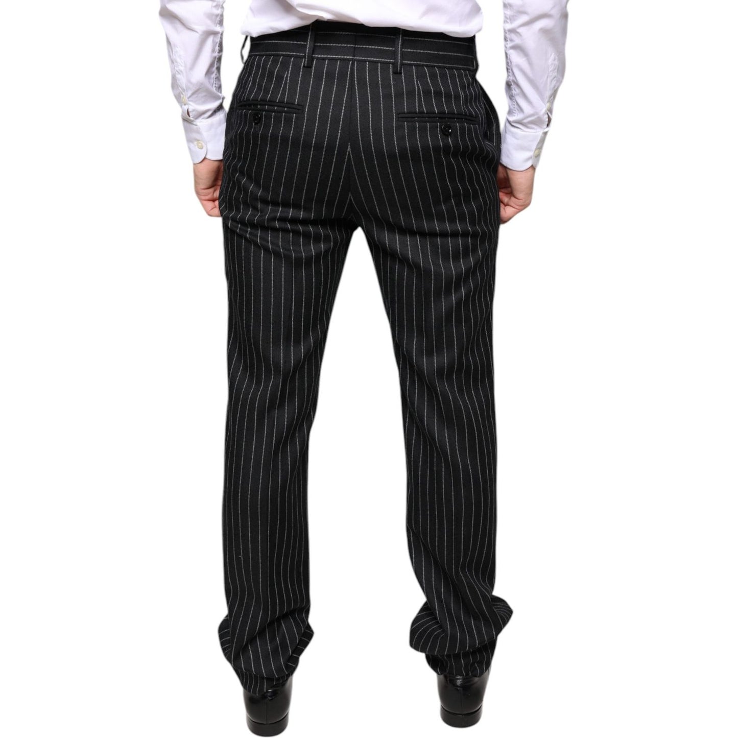 Dolce & Gabbana Black Stripes Skinny Men Dress Pants Dolce & Gabbana