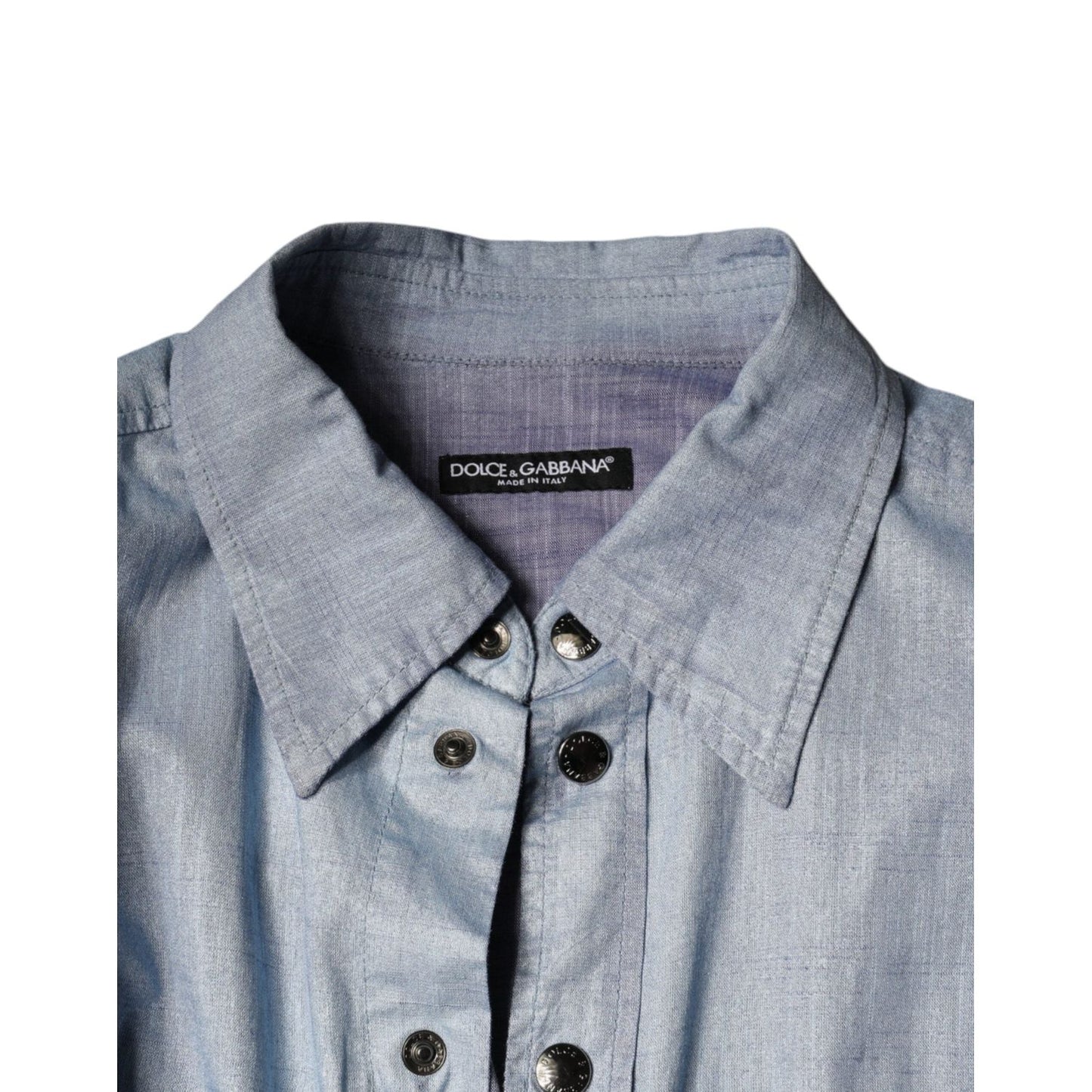 Dolce & Gabbana Light Blue Cotton Button Down Casual Shirt TSH7926-39