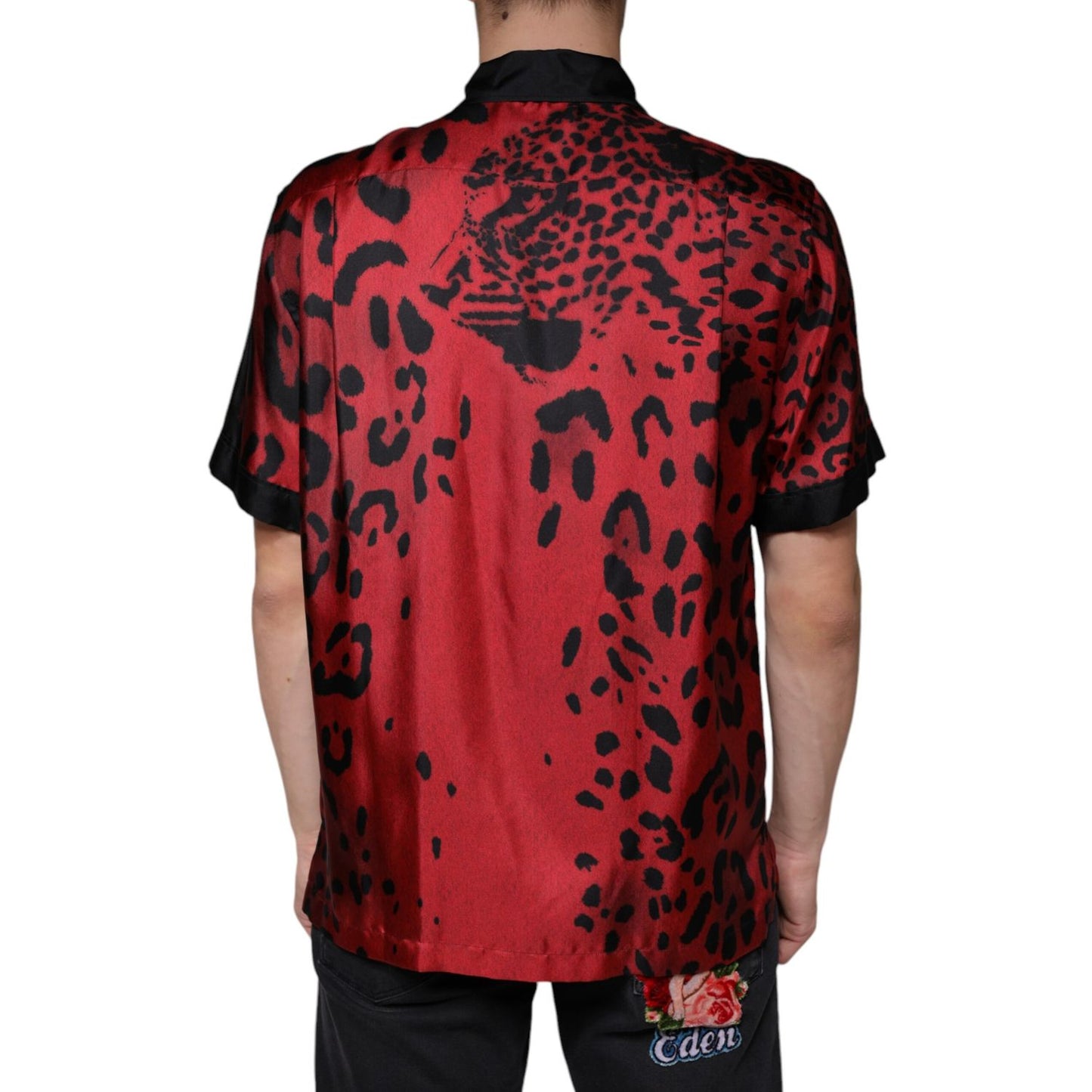 Dolce & Gabbana Red Leopard Silk Button Down Casual Shirt Dolce & Gabbana