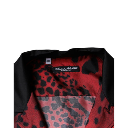 Dolce & Gabbana Red Leopard Silk Button Down Casual Shirt Dolce & Gabbana