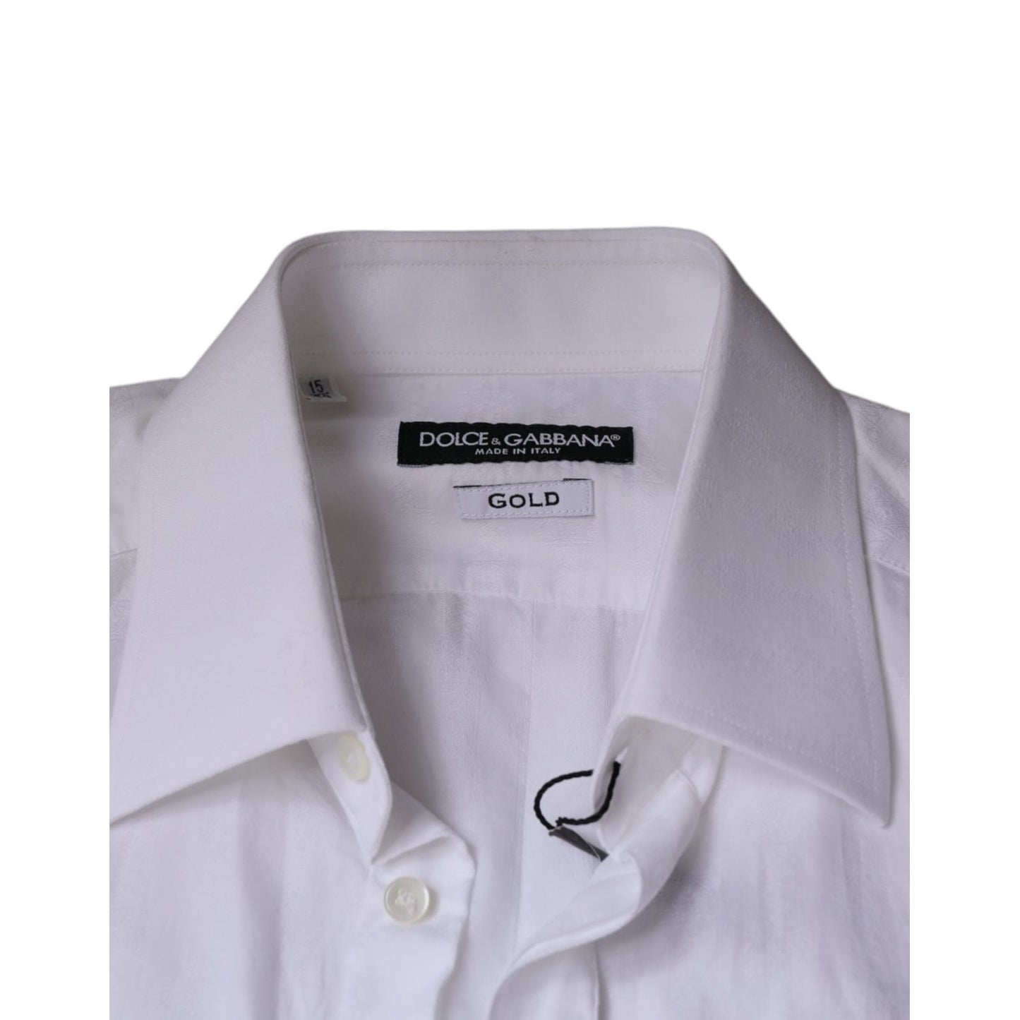 Dolce & Gabbana White Cotton Men Dress GOLD Formal Shirt Dolce & Gabbana