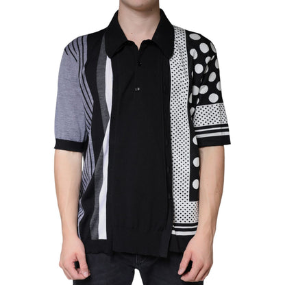 Dolce & Gabbana Black White Polka Dot Collared Polo T-shirt