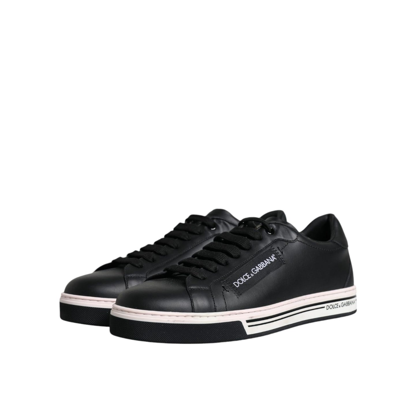 Dolce & Gabbana Black Leather Low Top Men Sneakers Shoes