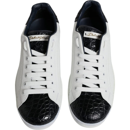 Dolce & Gabbana White Leather Logo Portofino Sneaker Shoes