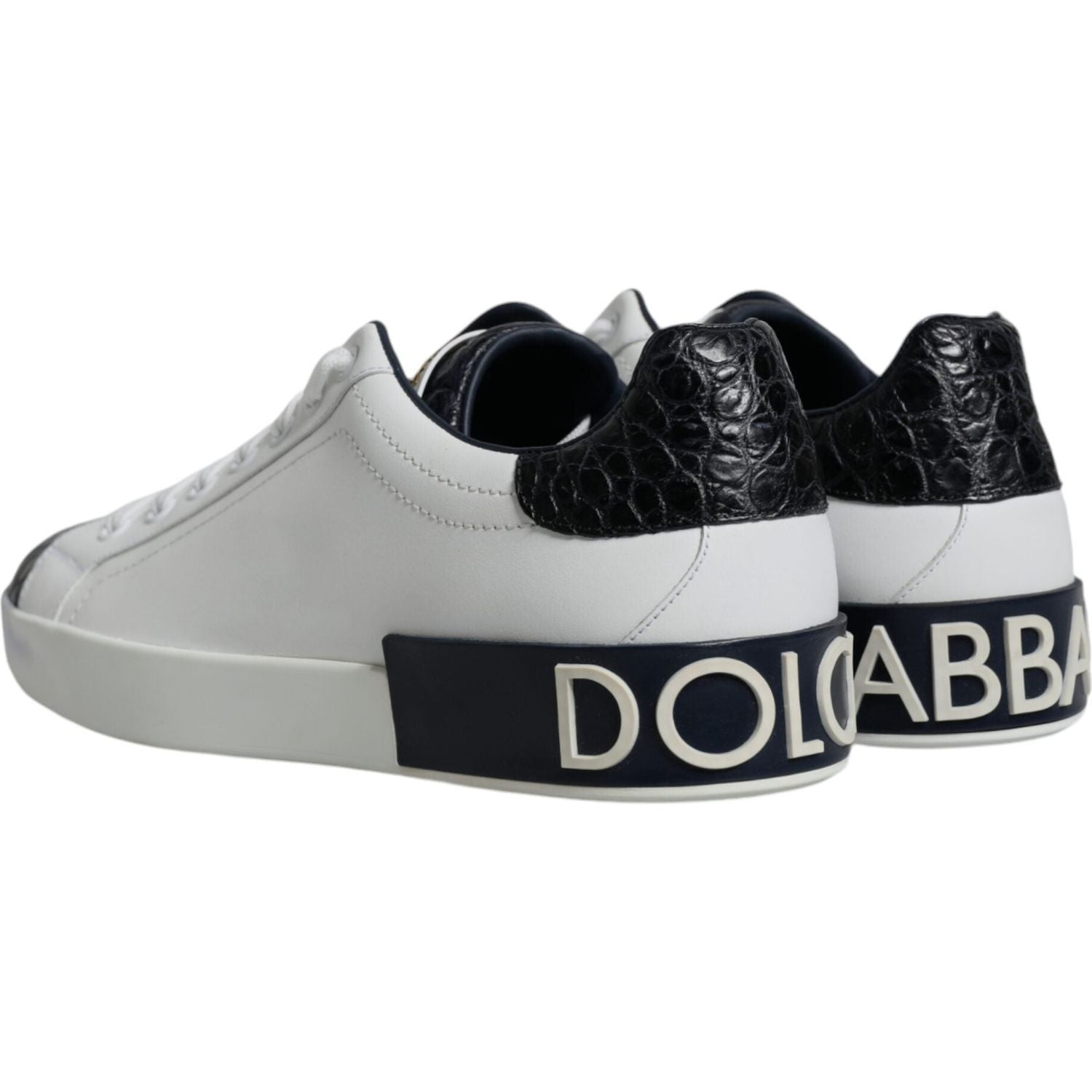 Dolce & Gabbana White Leather Logo Portofino Sneaker Shoes