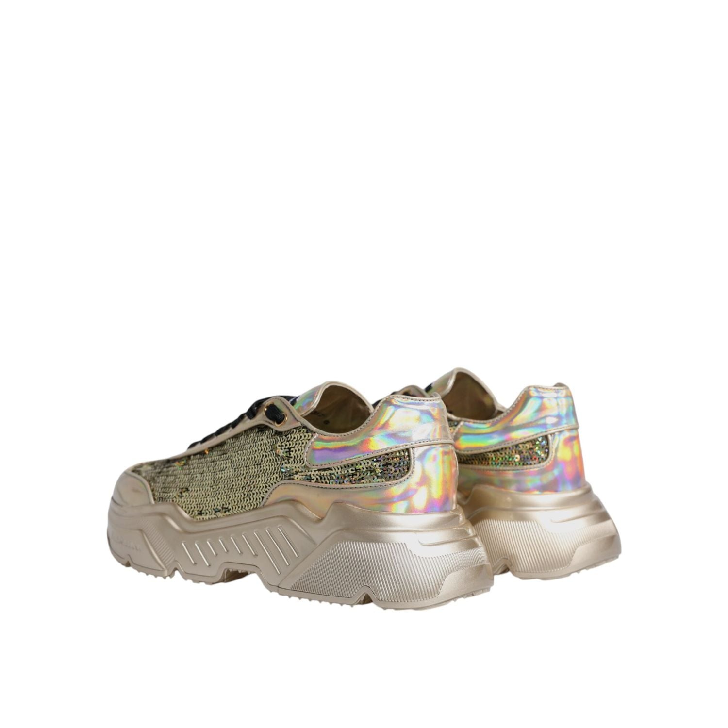 Dolce & Gabbana Gold Sequin Iridiscent Daymaster Sneakers Shoes