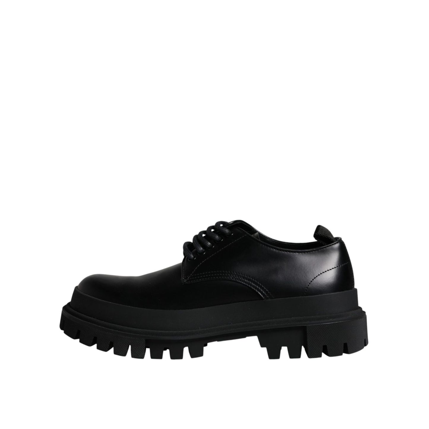 Dolce & Gabbana Black Leather Lace Up Trekking Dress Shoes