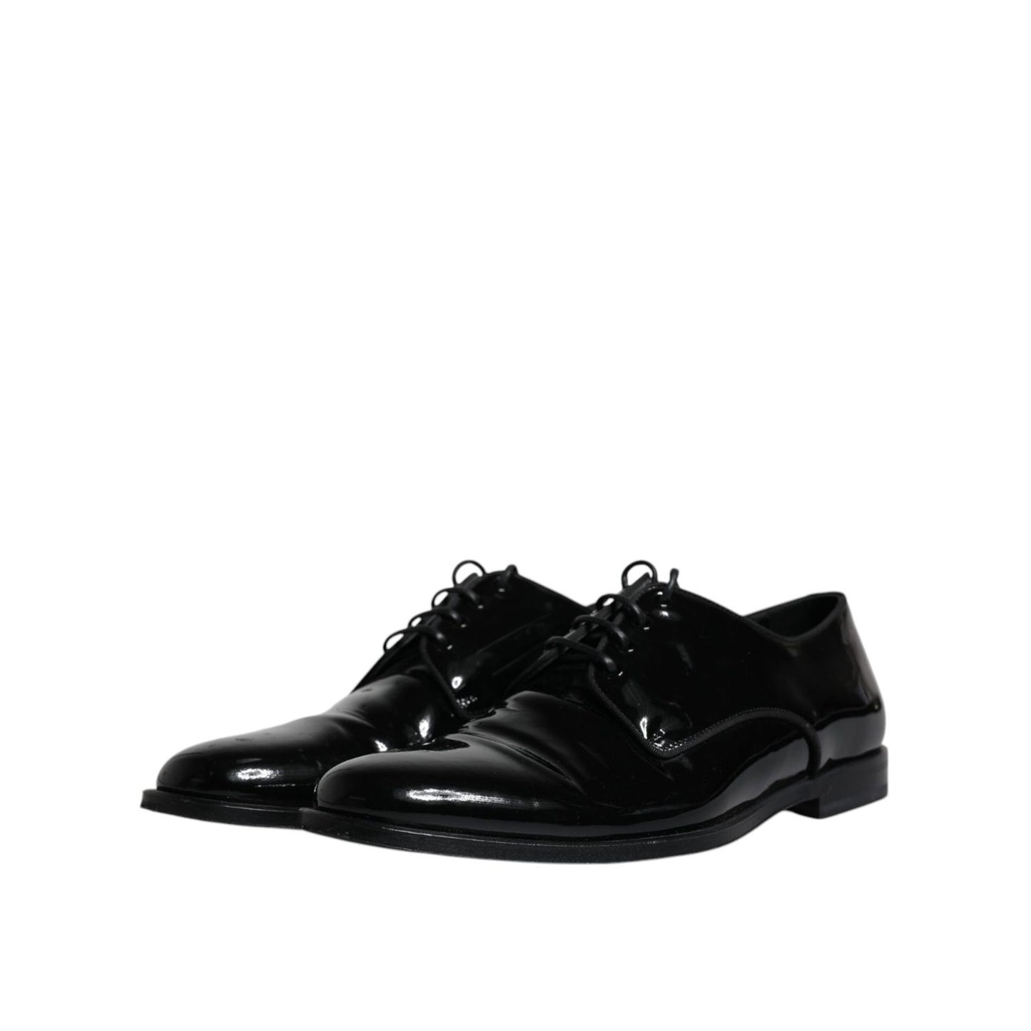 Dolce & Gabbana Black Leather Lace Up Men Derby Formal Shoes