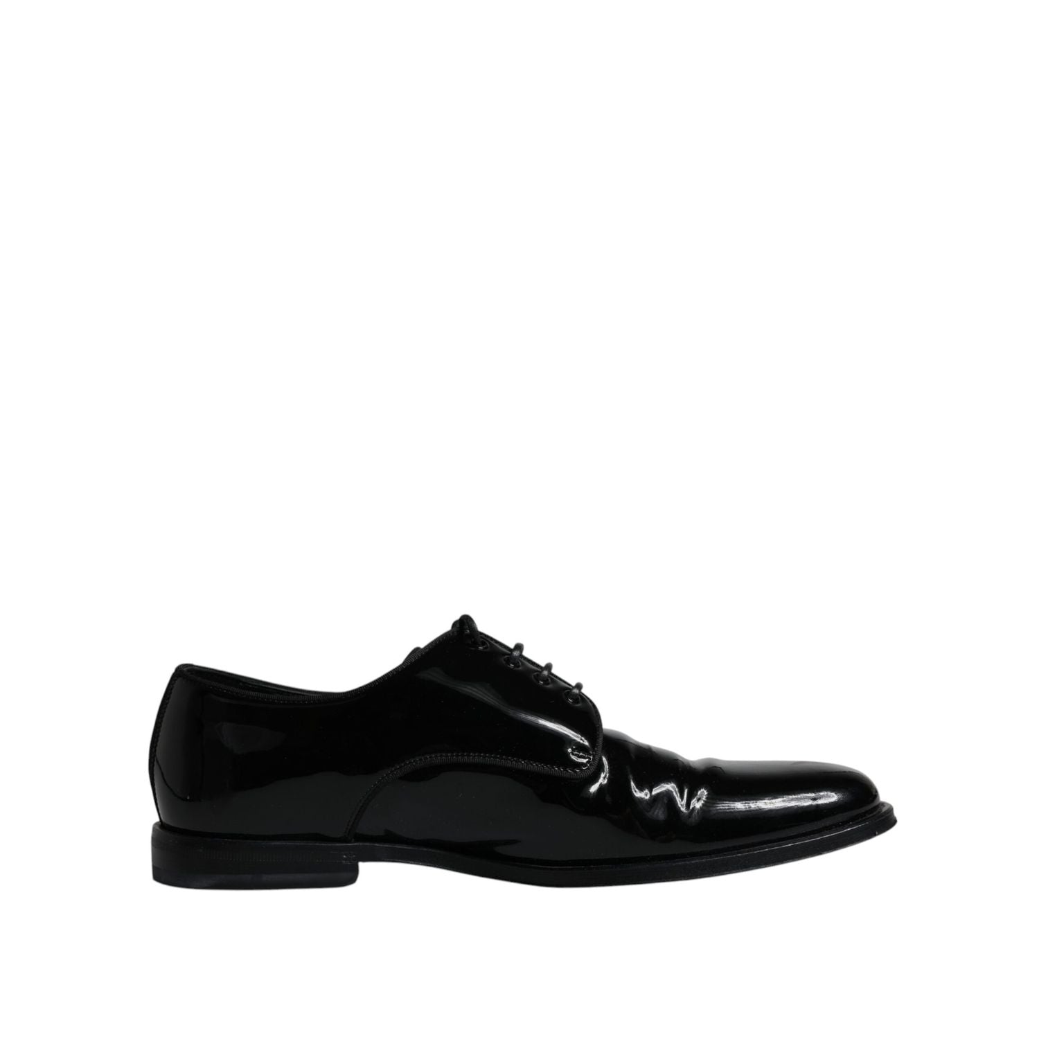 Dolce & Gabbana Black Leather Lace Up Men Derby Formal Shoes