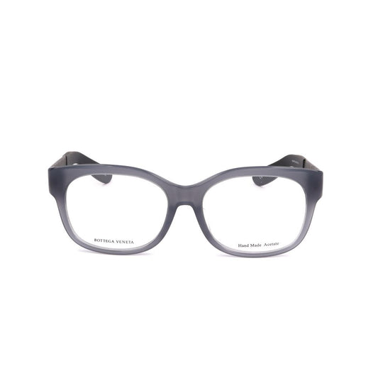 Bottega Veneta Multicolor Acetate Frames, grey acetate eyeglasses for women with black leather details, size 54/17/145 mm.