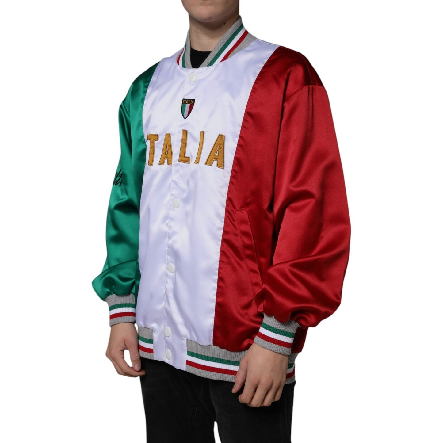 Dolce & Gabbana Multicolor Italia Button Down Bomber Jacket JKT3868-50