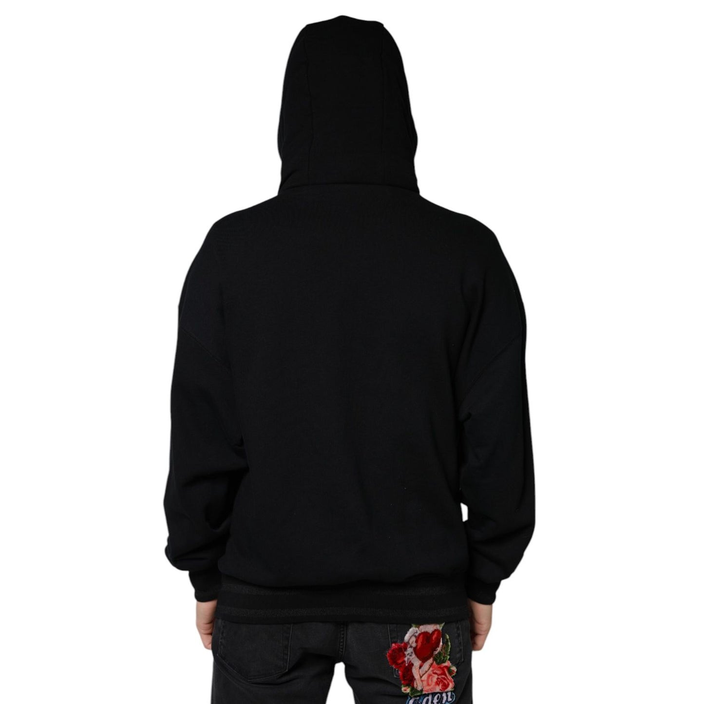 Dolce & Gabbana Black Hooded Pullover Men Sweatshirt Sweater Dolce & Gabbana