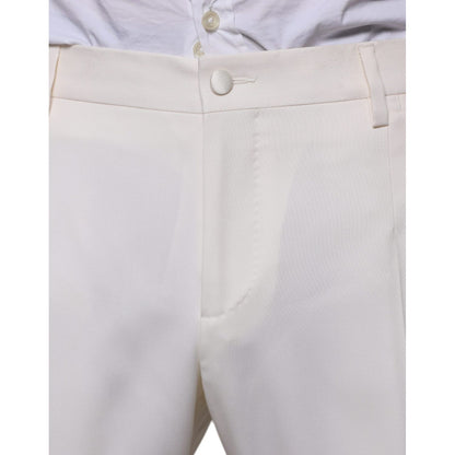 Dolce & Gabbana White Wool Silk 3 Piece SlimFit Formal Suit