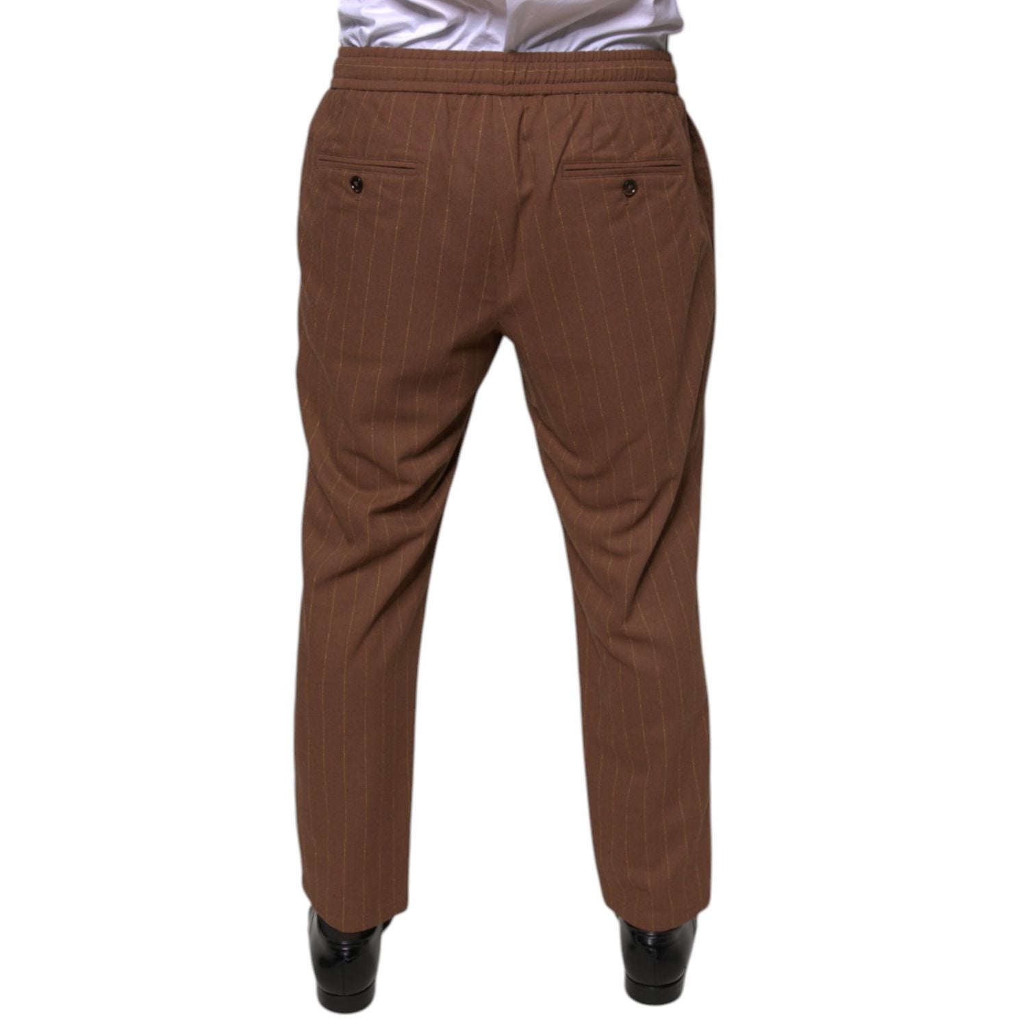 Dolce & Gabbana Brown Stripes Skinny Men Dress Pants