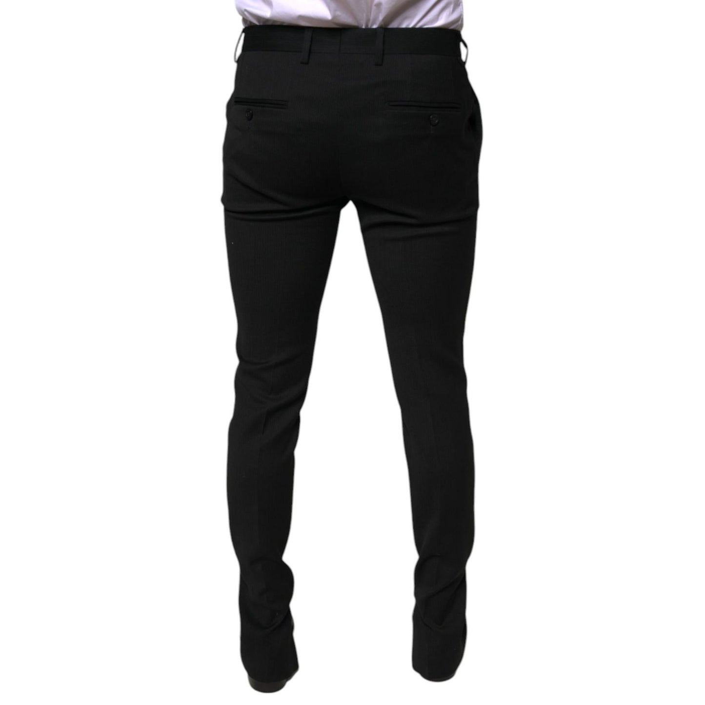 Dolce & Gabbana Black Wool Skinny Formal Dress Pants Dolce & Gabbana