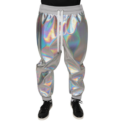 Dolce & Gabbana Silver Iridescent Men Jogger Sweatpants Pants Dolce & Gabbana