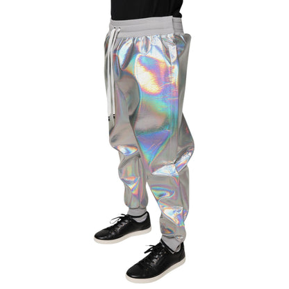 Dolce & Gabbana Silver Iridescent Men Jogger Sweatpants Pants Dolce & Gabbana