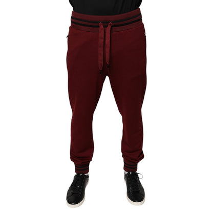 Dolce & Gabbana Dark Red Cotton Men Jogger Sweatpants Pants Dolce & Gabbana