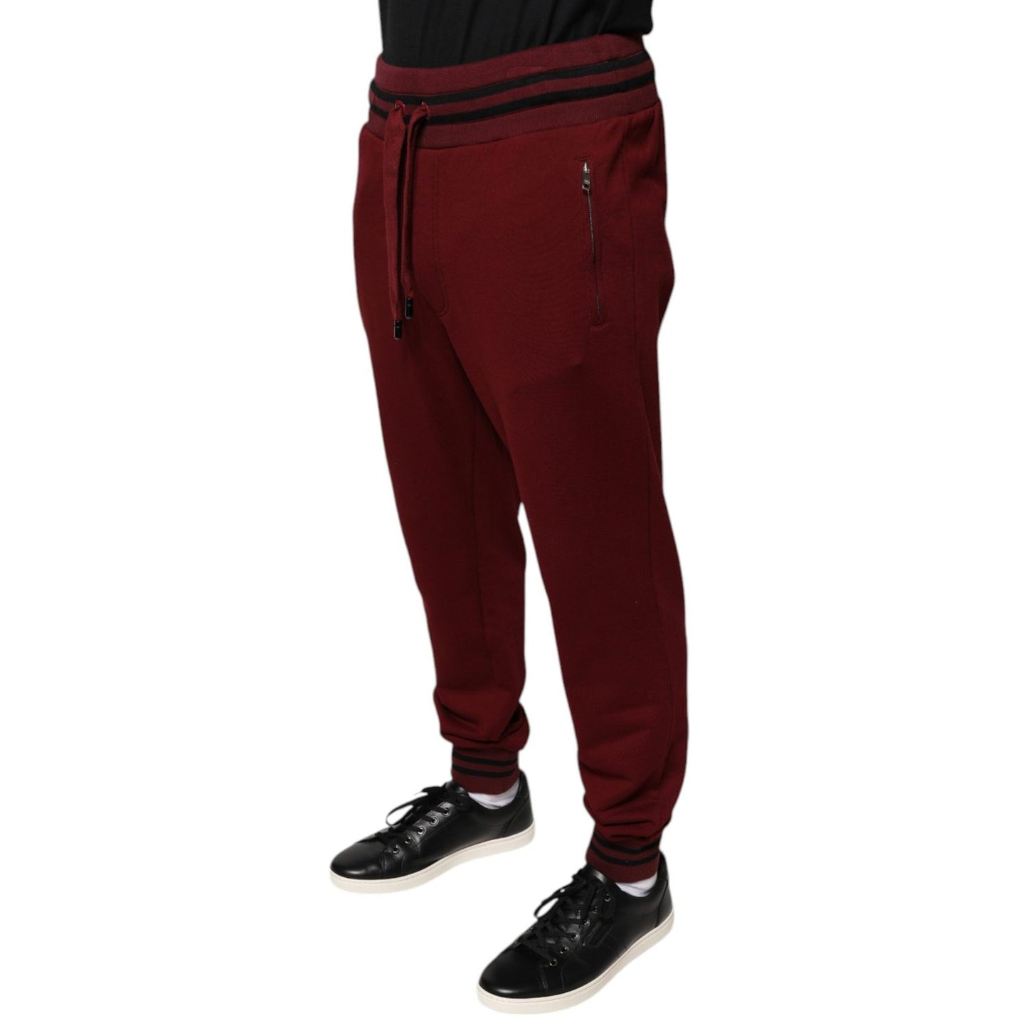 Dolce & Gabbana Dark Red Cotton Men Jogger Sweatpants Pants Dolce & Gabbana
